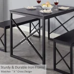 4-Seater Wood Table Set with Metal Frame 6