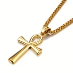 Ancient Egypt Ankh Cross Charm Pendant Gold Silver Color Stainless Steel Amulet Necklaces For Women Men Egyptian Jewelry Gifts 2