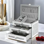 Mirrored Glass Jewelry Box 3-Layer 2-Drawer 5