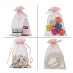 50pcs Pink Organza Drawstring Jewelry Pouch Bag 3