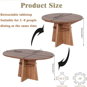 Round Expandable Dining Table 4359inch Seats 48 2 | PricZone Round Expandable Dining Table 43 59 inch Seats 4 8 2 | PricZone