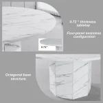 White Faux Marble Round Dining Table for 4-6 4