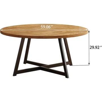 59-Inch Round Modern Dining Table for 6-8 2