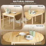 Oval Drop Leaf Folding Table for 4-6 Natural 5