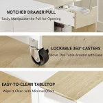 Folding Table with Wheels Drop Leaf Storage Rack 4