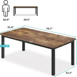 79-Inch Industrial Dining Table for 6-8 Rustic 6
