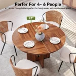 47-Inch Round Farmhouse Table with Pedestal 1