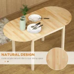Oval Drop Leaf Folding Table for 4-6 Natural 4