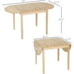 Oval Drop Leaf Folding Table for 4-6 Natural 3