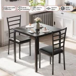 3-Piece Dining Table Set for 2 Space Saving Metal 2
