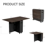 Folding Dining Table with Wheels Storage Rack 3