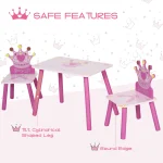 Kids Wood Table and Chair Set Crown Pattern 4