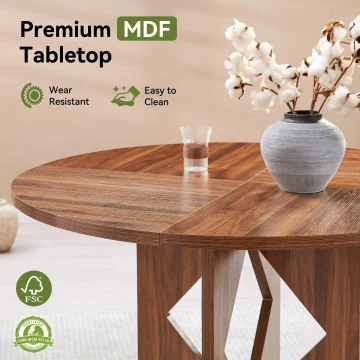 47-Inch Round Farmhouse Table with Pedestal 2