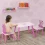 Kids Wood Table and Chair Set Crown Pattern