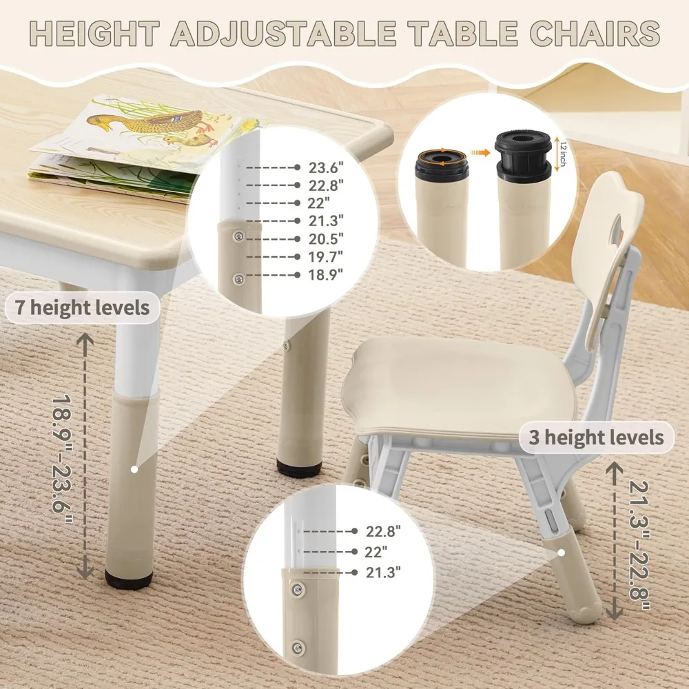 Kids Study Table Chair Set Adjustable for Ages 3-8 2 Kids Study Table Chair Set Adjustable for Ages 3-8 2