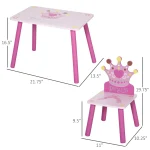 Kids Wood Table and Chair Set Crown Pattern 3
