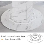 White Faux Marble Round Dining Table for 4-6 5