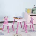 Kids Wood Table and Chair Set Crown Pattern 2