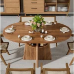 Round Expandable Dining Table 43-59-inch Seats 4-8 1