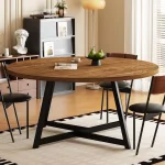 59-Inch Round Modern Dining Table for 6-8 1