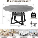 42-Inch Round Farmhouse Table with Storage 6