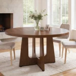 47-inch Round Farmhouse Dining Table for 4-6 Dark 1