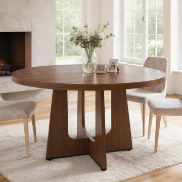 47-inch Round Farmhouse Dining Table for 4-6 Dark 1