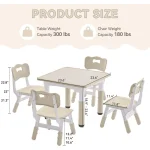 Kids Study Table Chair Set Adjustable for Ages 3-8 3