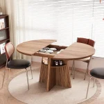 Round Expandable Dining Table 43-59-inch Seats 4-8 6