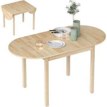 Oval Drop Leaf Folding Table for 4-6 Natural 1