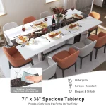 71-inch Rectangular Table for 6-10 Marble Wood 4
