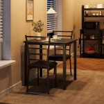 3-Piece Dining Table Set for 2 Space Saving Metal 3