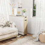 Folding Table with Wheels Drop Leaf Storage Rack 6