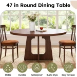 47-inch Round Farmhouse Dining Table for 4-6 Dark 5