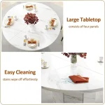 White Faux Marble Round Dining Table for 4-6 3