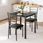 3-Piece Dining Table Set for 2 Space Saving Metal 1