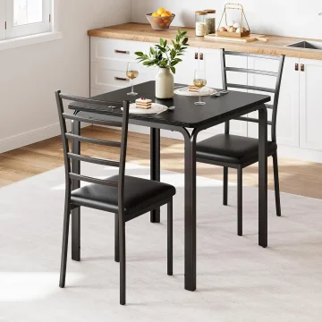 3-Piece Dining Table Set for 2 Space Saving Metal 1