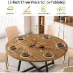 59-Inch Round Modern Dining Table for 6-8 4