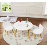 Kids Wooden Play Table Set 3-Piece White 1