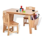 Solid Wood Table and 2 Chair Set with Storage 1