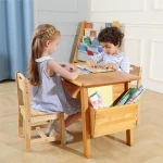 Solid Wood Table and 2 Chair Set with Storage 2