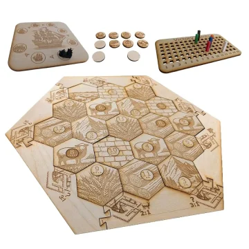 Natural Wood Catan Tiles Set for 2-4 Players 1