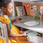 Kids Media Desk and Chair Set with Hutch - Gray 3