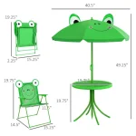Folding Kids Table Chair Set Garden Green 3