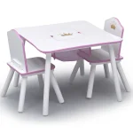 Kids Princess Crown Table Chair Set Storage Wood 3