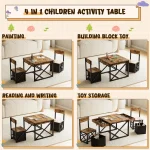 4-in-1 Kids Table Set Activity Desk with Storage 2