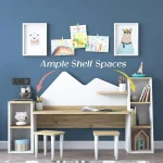 Kids Study Desk Bookshelf 2 Stools Ages 3-8 6