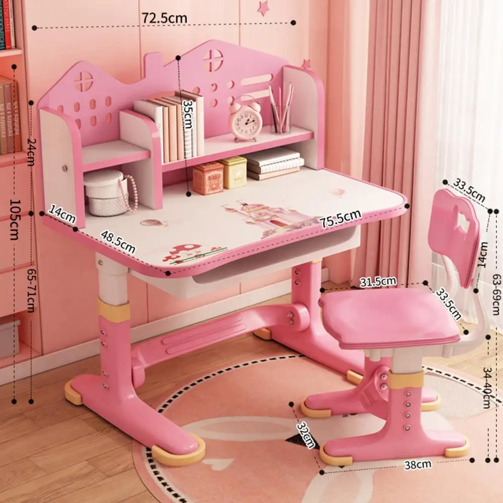Kids Study Desk Chair Set Height Adjustable Pink 6 Kids Study Desk Chair Set Height Adjustable Pink 6