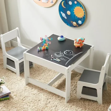 Kids 3-in-1 Wood Activity Table with Storage 1