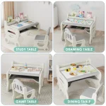 Kids Drawing Table Chair Set Art Activity Gray 6